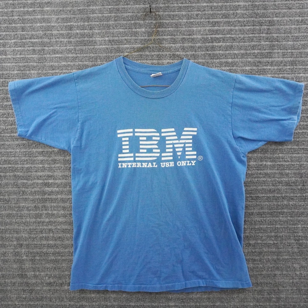 Vintage 80s IBM T Shirt Mens XL Blue Internal Use Only Tech Graphic Tee
